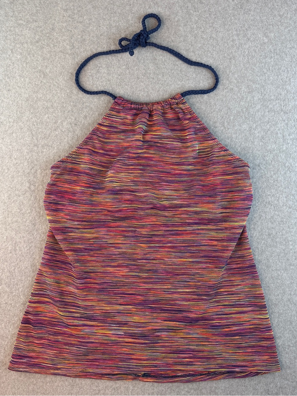 Cole of California Vintage Multicolor Halter Bikini Top XL Funky/Retro Stretchy